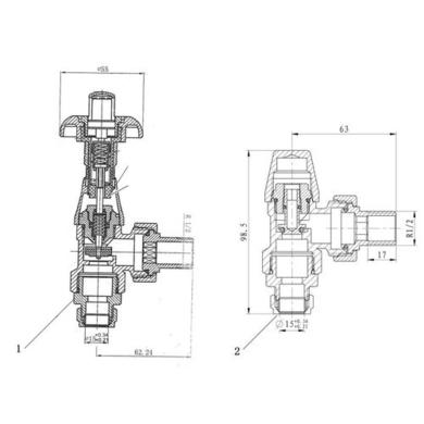 Maesta Chrome  Traditional TRV Angled Thermostatic Radiator Valves With Lockshield