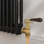 Maesta Antique Brass Traditional Manual Angled Radiator Valves With Lockshield