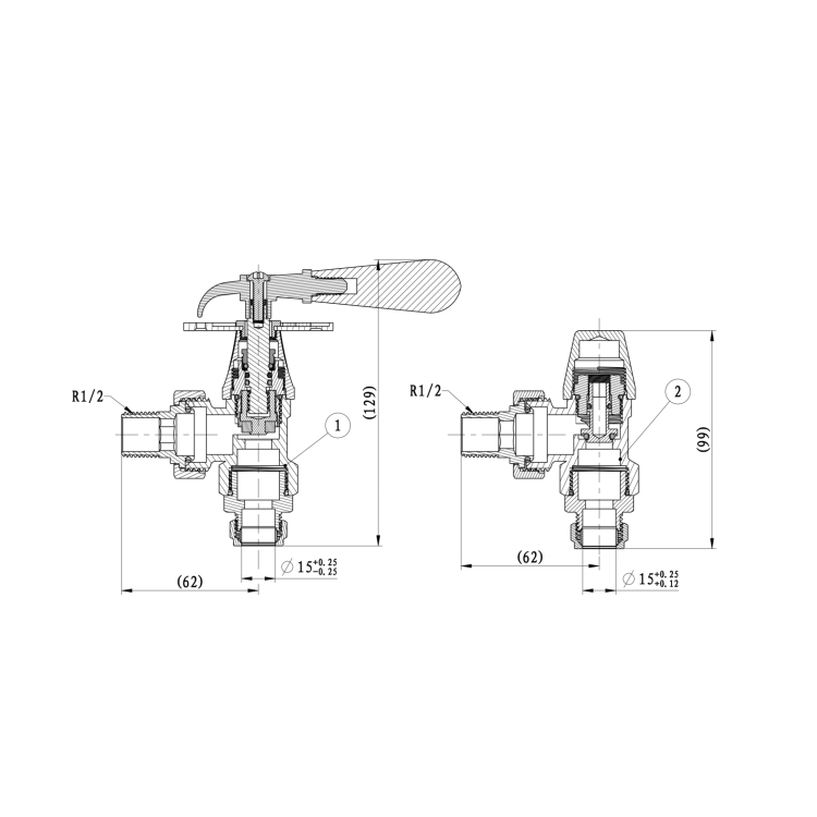 Maesta Antique Brass Traditional Manual Angled Radiator Valves With Lockshield