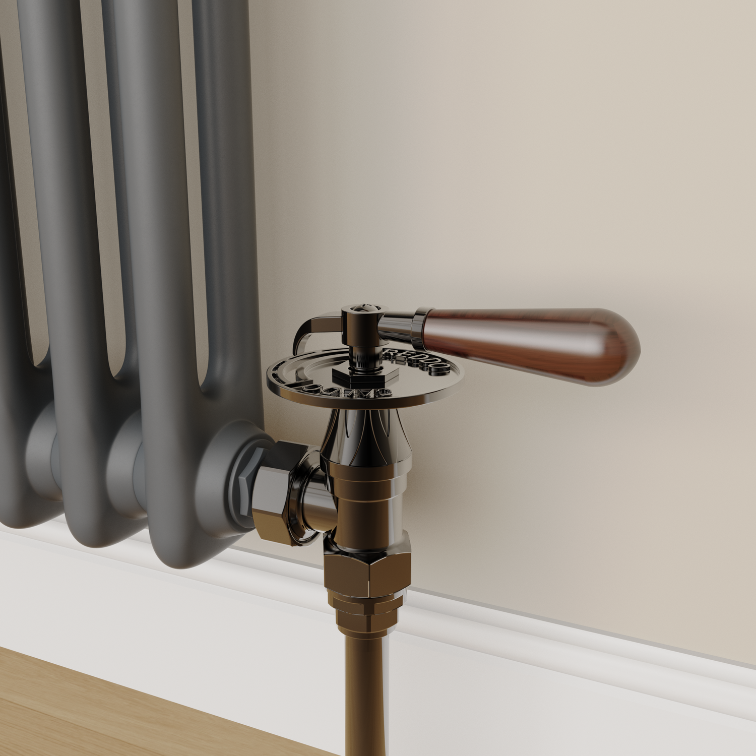 Maesta Black Nickel Traditional Manual Angled Radiator Valves With Lockshield