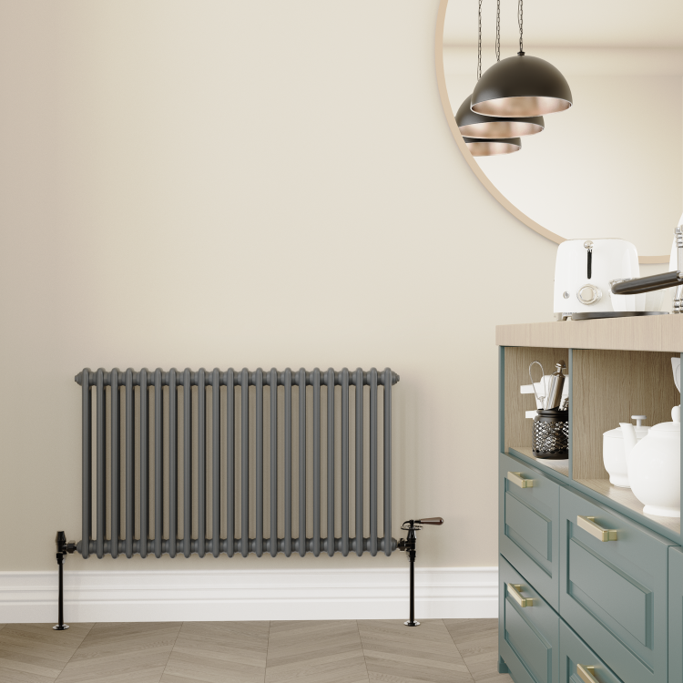 Maesta Black Nickel Traditional Manual Angled Radiator Valves With Lockshield