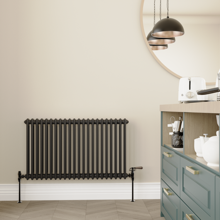 Maesta Black Nickel Traditional Manual Angled Radiator Valves With Lockshield