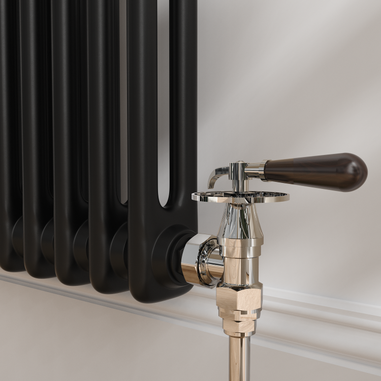 Maesta Chrome Traditional Manual Angled Radiator Valves With Lockshield