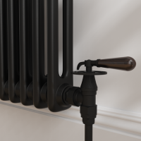 Maesta Matte Black Traditional Manual Angled Radiator Valves With Lockshield