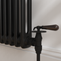 Maesta Matte Black Traditional Manual Angled Radiator Valves With Lockshield
