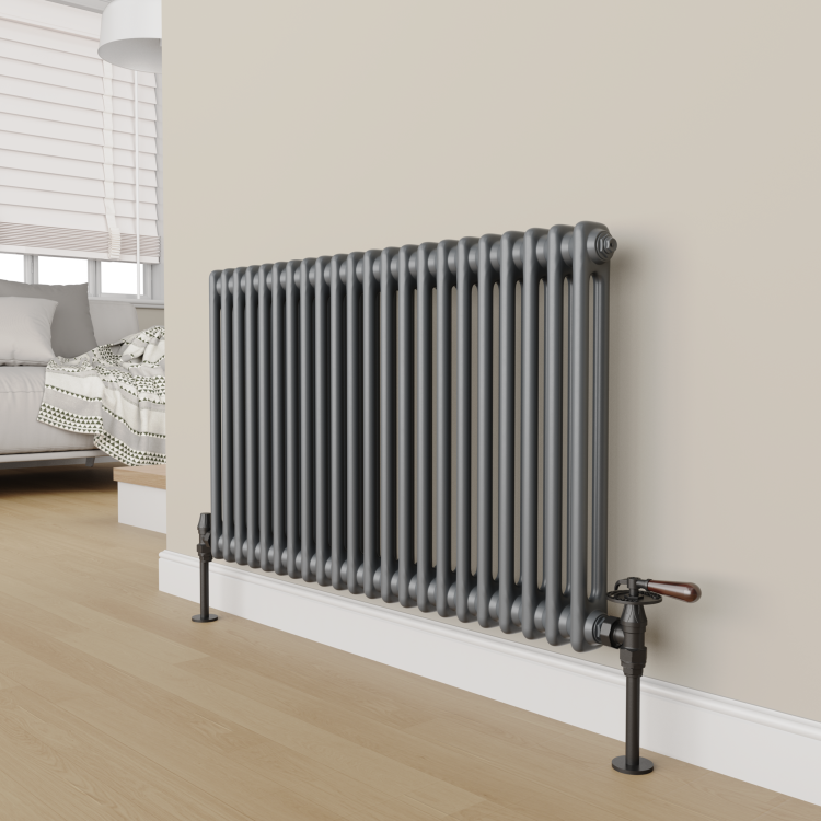 Maesta Matte Black Traditional Manual Angled Radiator Valves With Lockshield