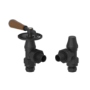 Maesta Matte Black Traditional Manual Angled Radiator Valves With Lockshield