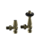 Maesta Antique Brass Traditional TRV Angled Thermostatic Radiator Valves With Lockshield
