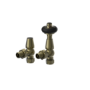 Maesta Antique Brass Traditional TRV Angled Thermostatic Radiator Valves With Lockshield