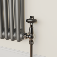 Maesta Black Nickel Traditional TRV Angled Thermostatic Radiator Valves With Lockshield