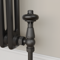 Maesta Matte Black Traditional TRV Angled Thermostatic Radiator Valves With Lockshield Maesta Matte Black Traditional TRV Angled Thermostatic Radiator Valves With Lockshield