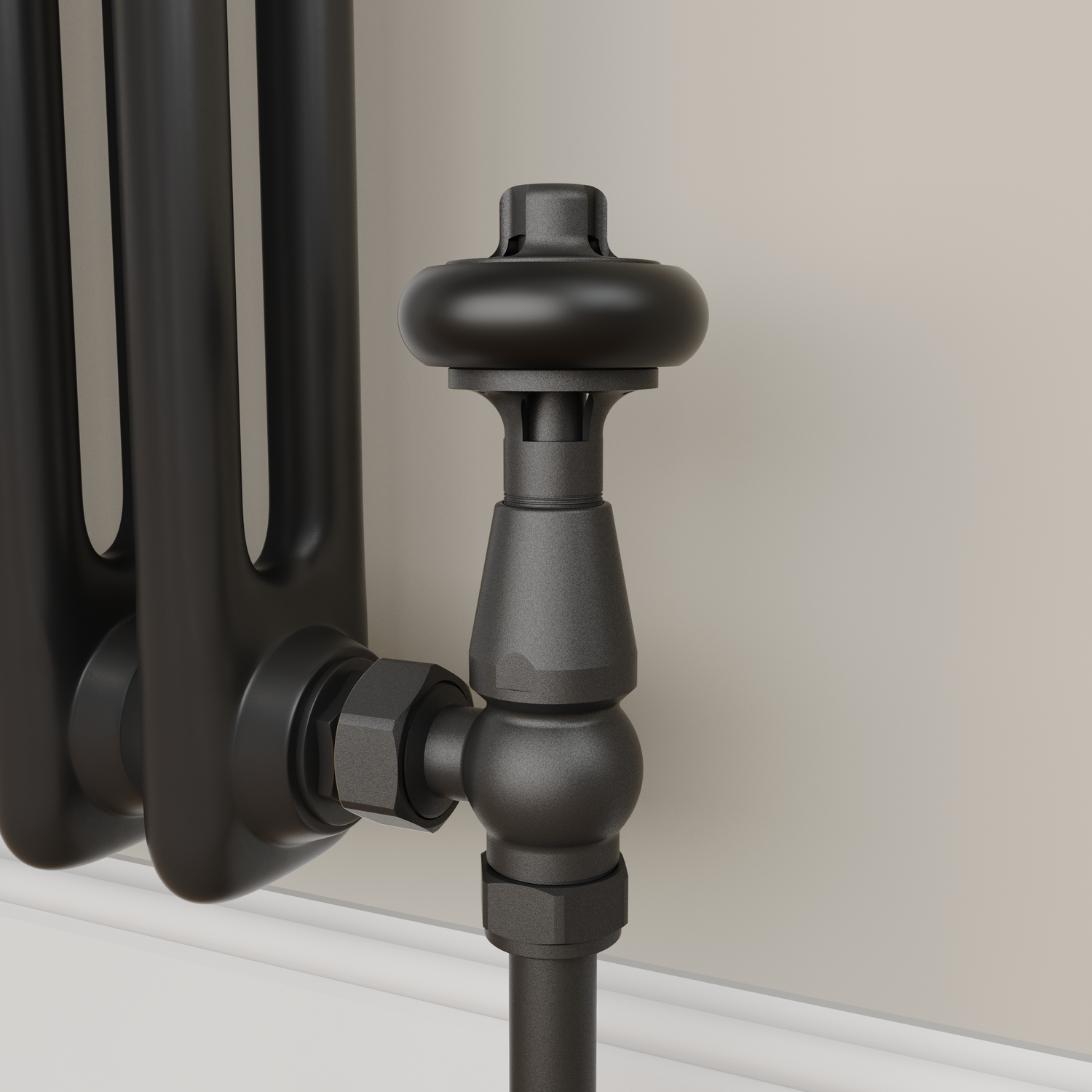 Maesta  Traditional Trv Angled Thermostatic Radiator Valves With Lockshield TRVT-AG-9MB