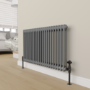 Maesta Matte Black Traditional TRV Angled Thermostatic Radiator Valves With Lockshield