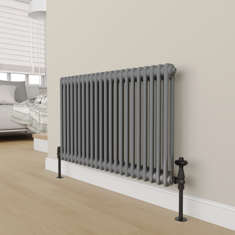 Maesta Matte Black Traditional TRV Angled Thermostatic Radiator Valves With Lockshield