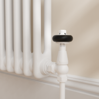 Maesta White Traditional TRV Angled Thermostatic Radiator Valves With Lockshield