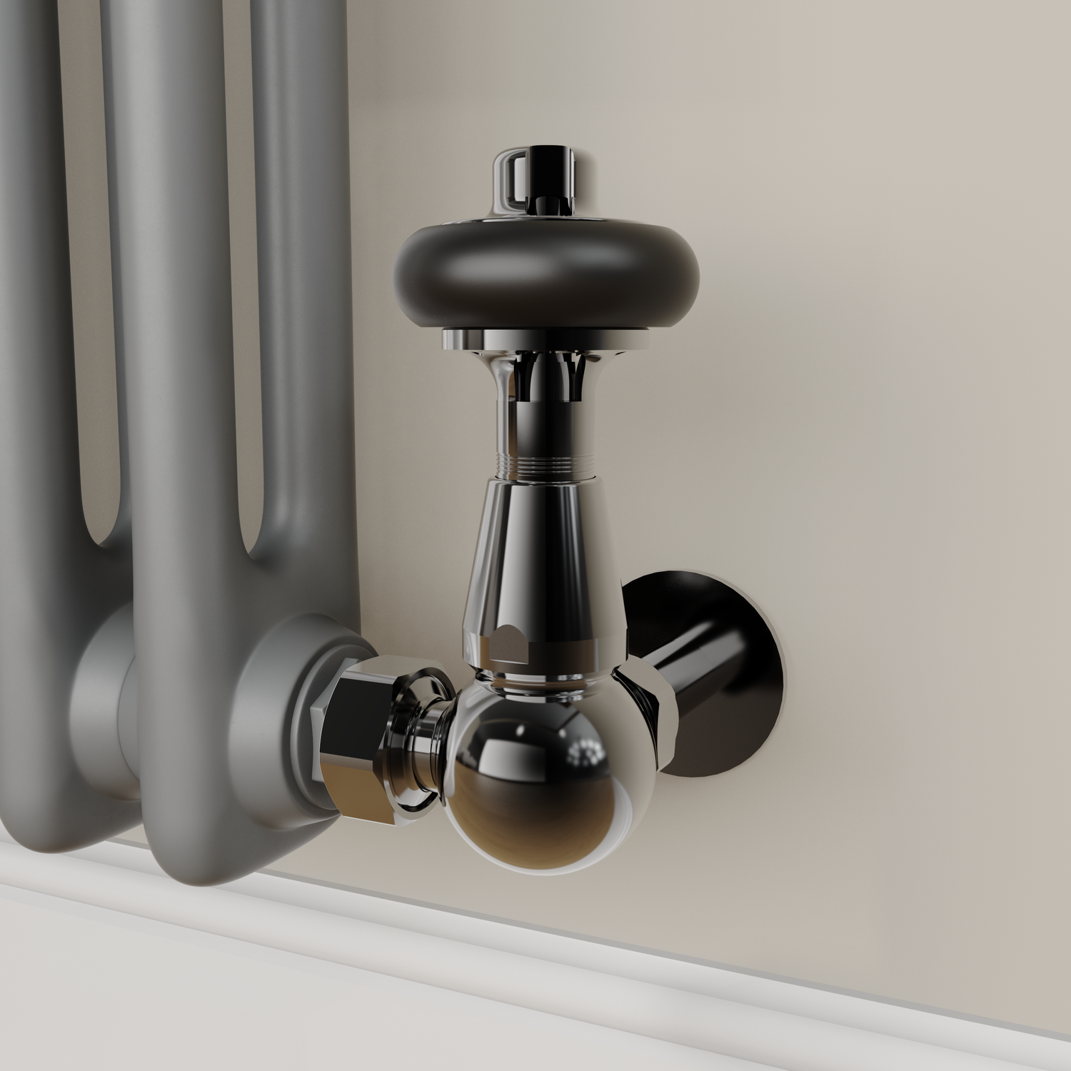Maesta  Traditional Trv Corner Thermostatic Radiator Valves With Lockshield TRVT-CN-9BN