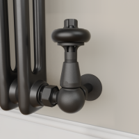 Maesta Matte Black Traditional TRV Corner Thermostatic Radiator Valves With Lockshield Maesta Matte Black Traditional TRV Corner Thermostatic Radiator Valves With Lockshield