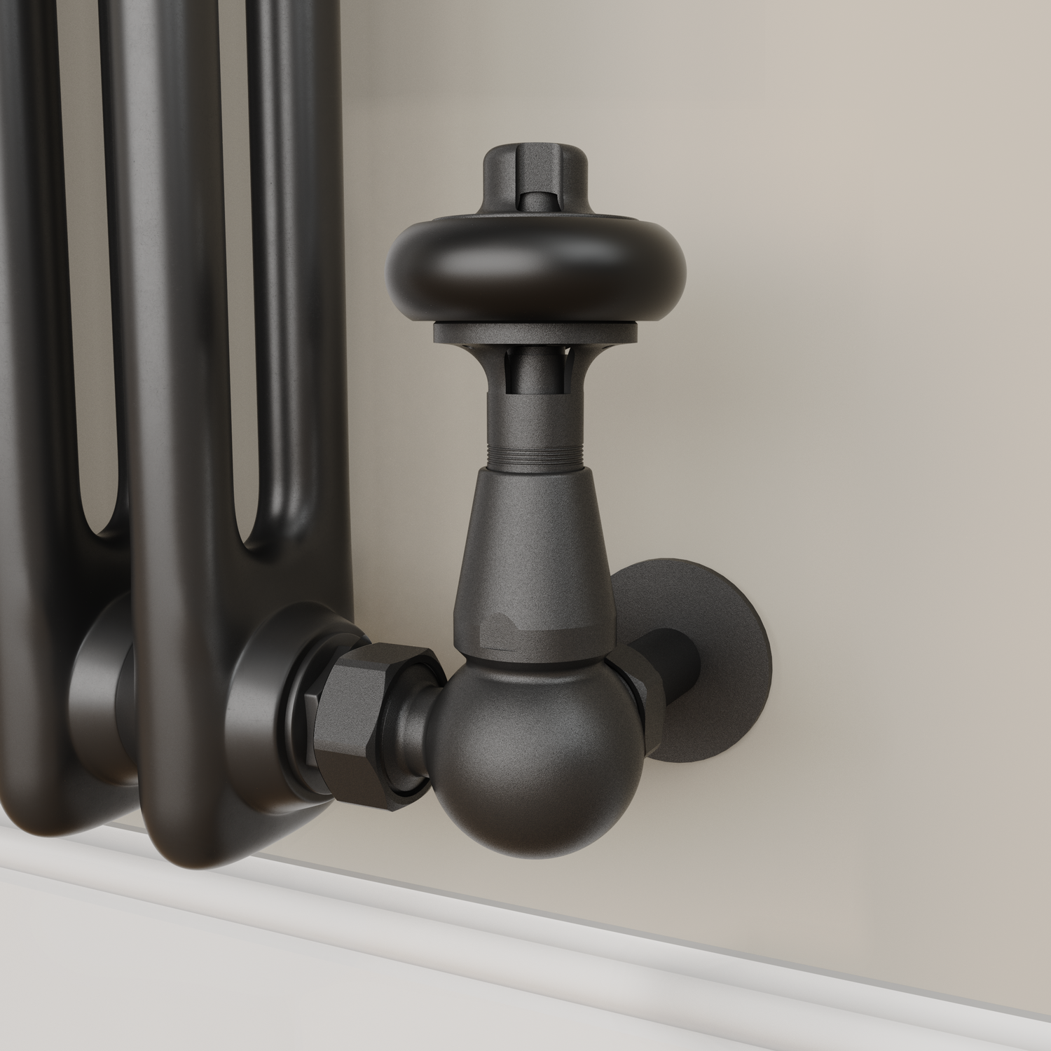 Matte Black Traditional TRV Corner Thermostatic Radiator Valves Lockshield