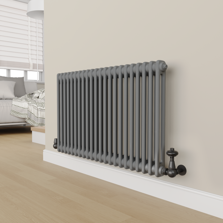 Maesta Matte Black Traditional TRV Corner Thermostatic Radiator Valves With Lockshield