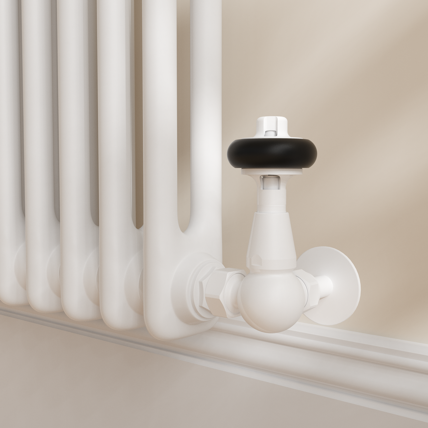 Maesta  Traditional Trv Corner Thermostatic Radiator Valves With Lockshield TRVT-CN-9WH