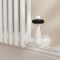 Maesta White Traditional TRV Corner Thermostatic Radiator Valves With Lockshield