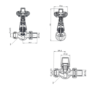 Maesta Antique Brass Traditional TRV Straight Thermostatic Radiator Valves With Lockshield