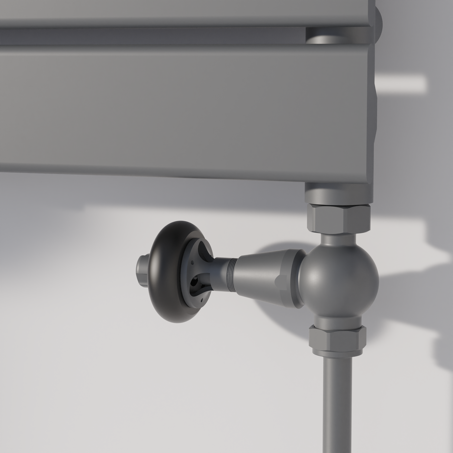 Maesta  Gray Traditional Trv Straight Thermostatic Radiator Valves With Lockshield TRVT-ST-9AG