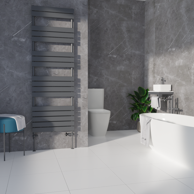 Maesta Anthracite Gray Traditional TRV Straight Thermostatic Radiator Valves With Lockshield