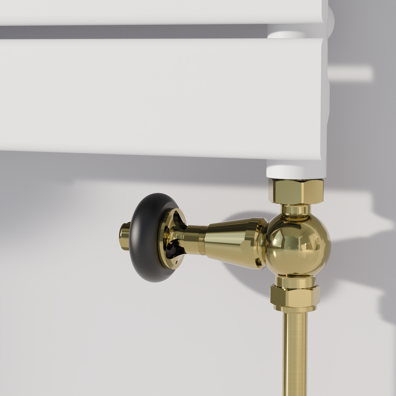Brushed Brass Traditional TRV Straight Thermostatic Radiator Valves Lockshield