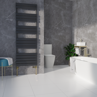 Maesta Brushed Brass Traditional TRV Straight Thermostatic Radiator Valves With Lockshield