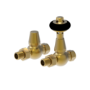 Maesta Brushed Brass Traditional TRV Straight Thermostatic Radiator Valves With Lockshield