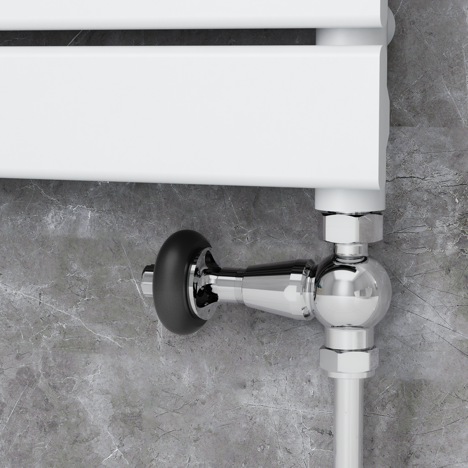Maesta  Traditional Trv Straight Thermostatic Radiator Valves With Lockshield TRVT-ST-9CH