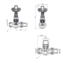 Maesta Chrome Traditional TRV Straight Thermostatic Radiator Valves With Lockshield