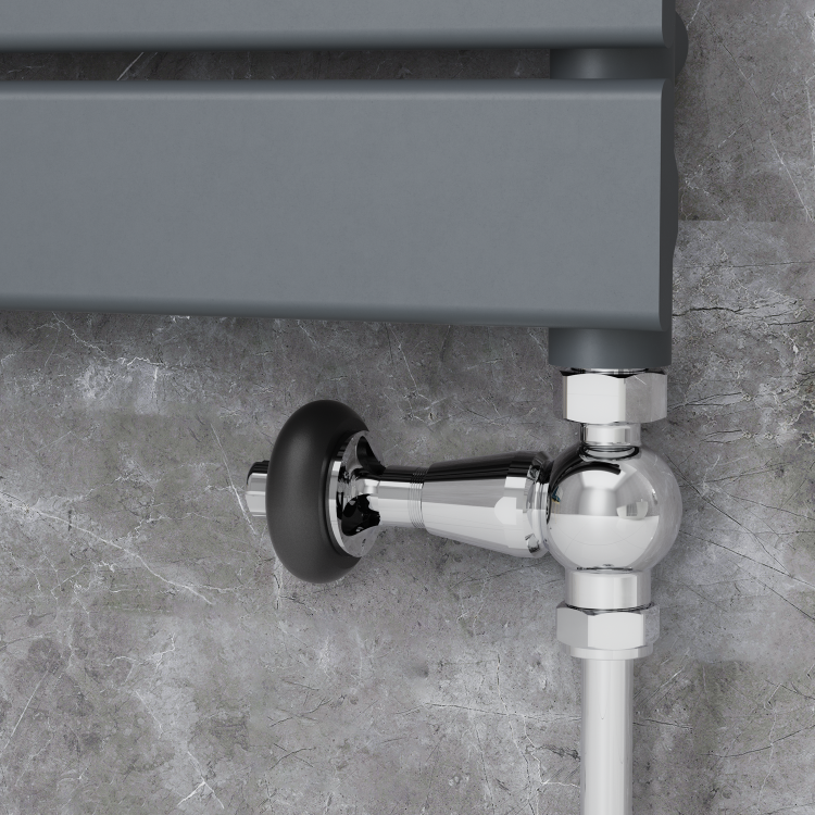 Elego Chrome Traditional TRV Straight Thermostatic Radiator Valves With Lockshield
