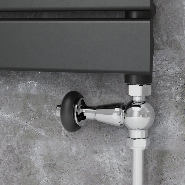 Elego Chrome Traditional TRV Straight Thermostatic Radiator Valves With Lockshield