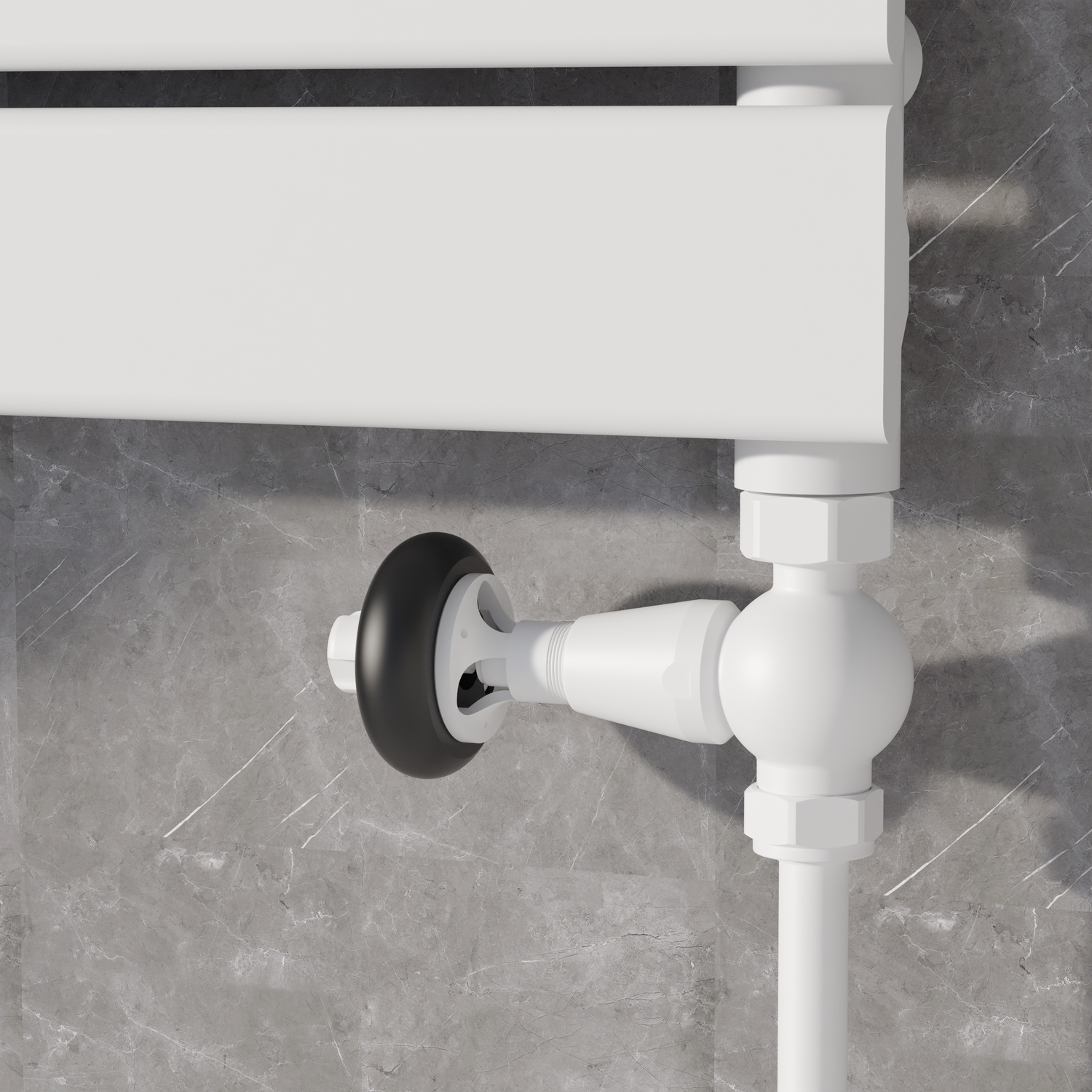 Maesta  Traditional Trv Straight Thermostatic Radiator Valves With Lockshield TRVT-ST-9WH