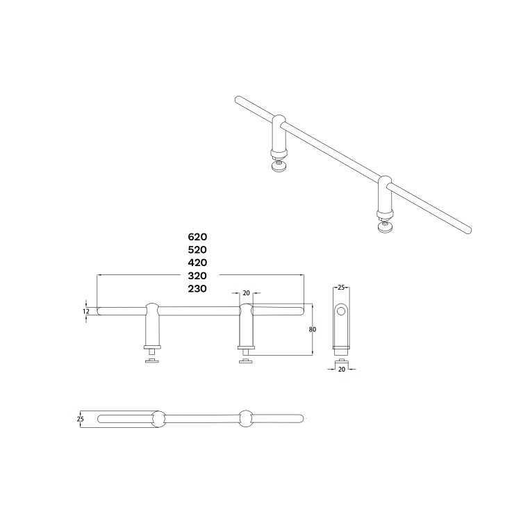 White Designer Towel Holder for Steel & Electric Radiators - 420mm