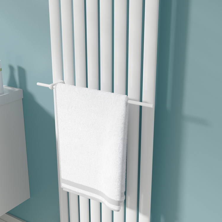 White Designer Towel Holder for Steel & Electric Radiators - 520mm
