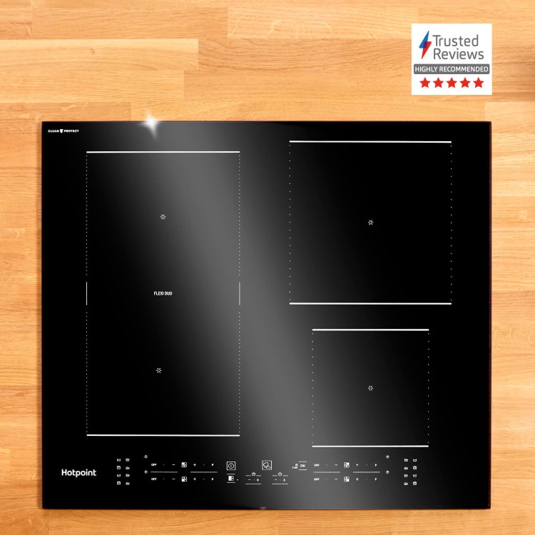 Refurbished Hotpoint CleanProtect TS3560FCPNE 59cm 4 Zone Induction Hob with Flexi Space Black