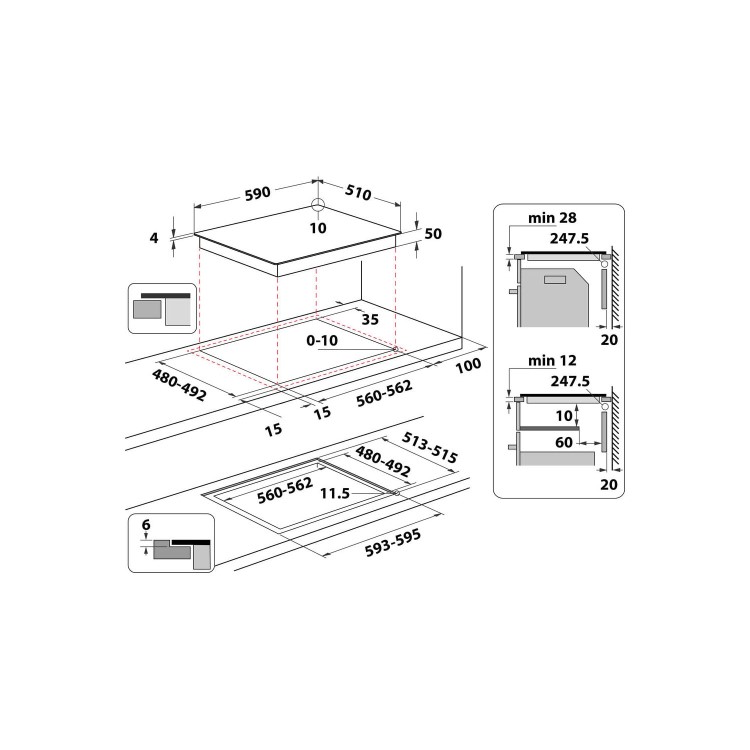 Refurbished Hotpoint CleanProtect TS3560FCPNE 59cm 4 Zone Induction Hob with Flexi Space Black