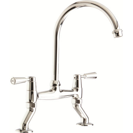 CDA TT56NI Traditional Style Swan Neck Bridge Tap In Nickel