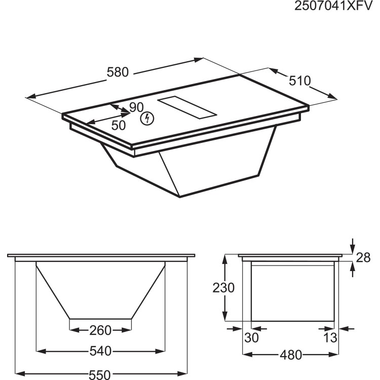 AEG 6000 Series 60cm 4 Zone Venting Hob