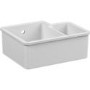 GRADE A1 - Reginox TUSCANY Large 1.5 Bowl Undermount Ceramic Sink White Glaze