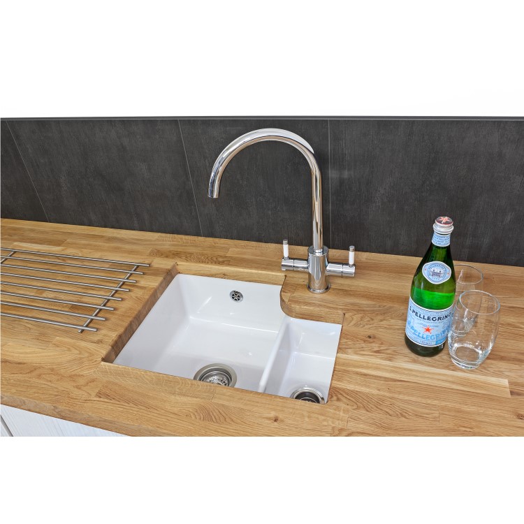 GRADE A1 - Box Opened Reginox Tuscany 1.5 Bowl Undermount White Ceramic Kitchen Sink