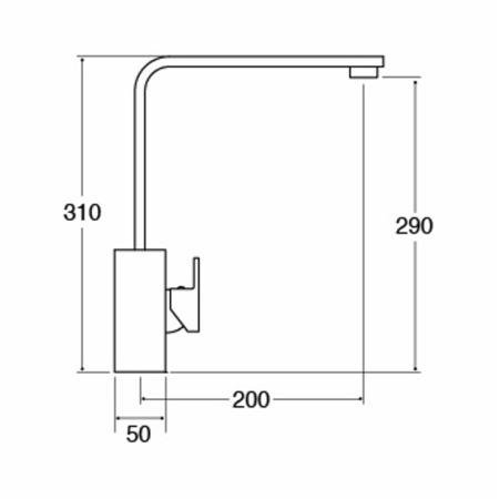GRADE A2 - CDA Black Single Side Lever Kitchen Mixer Tap