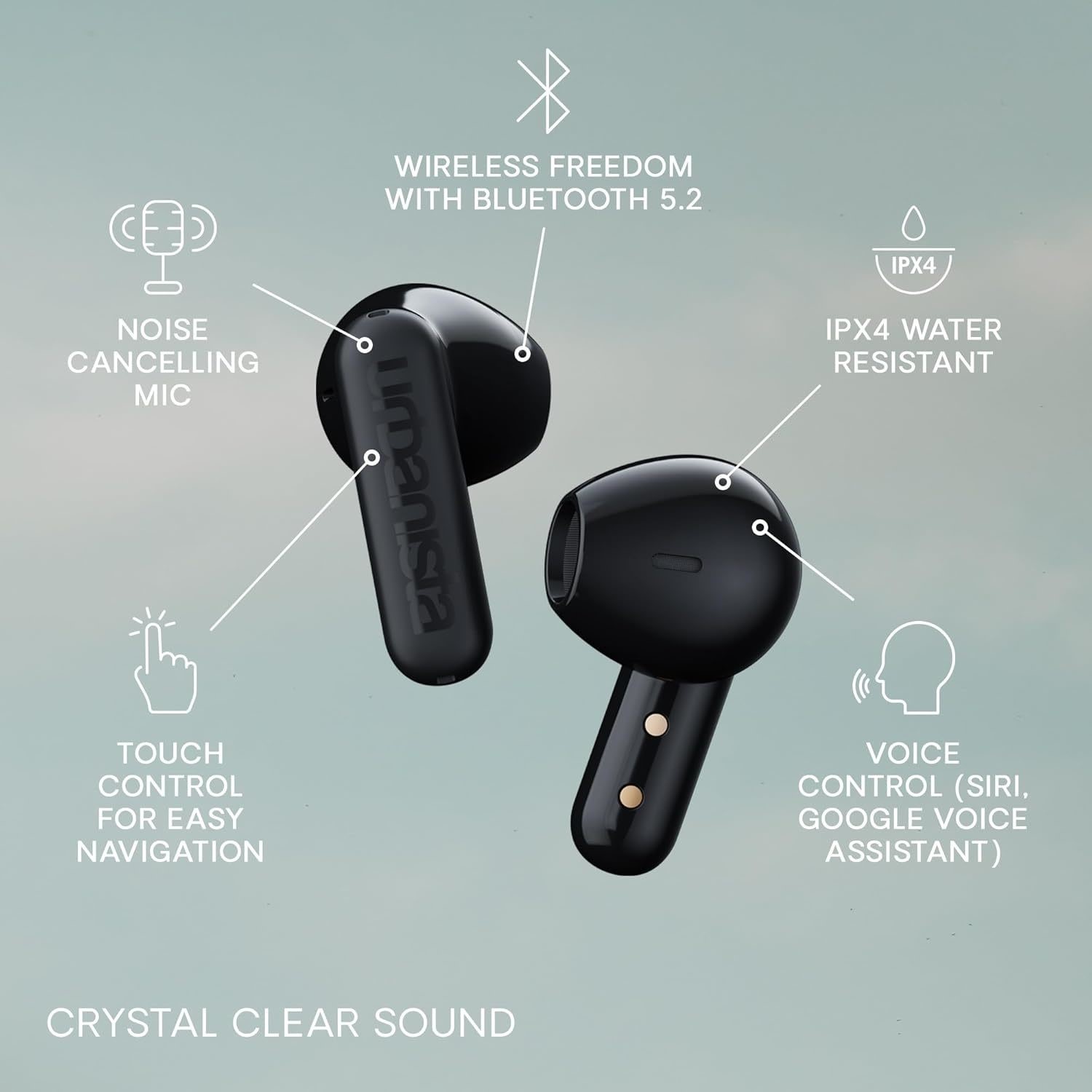 Urbanista Copenhagen True Wireless Earbuds Noise Cancelling Mic Midnight Black - Picture 2 of 4