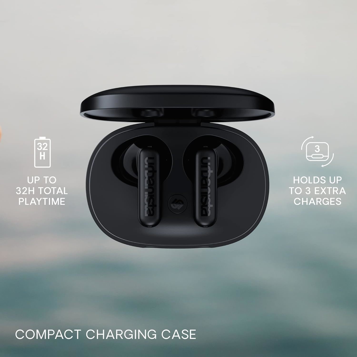 Urbanista Copenhagen True Wireless Earbuds Noise Cancelling Mic Midnight Black - Picture 3 of 4