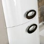 Curved White Wall Hung Tall Bathroom Storage Cabinet - W320 x H1418mm