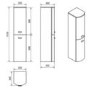 Curved White Wall Hung Tall Bathroom Storage Cabinet - W320 x H1418mm