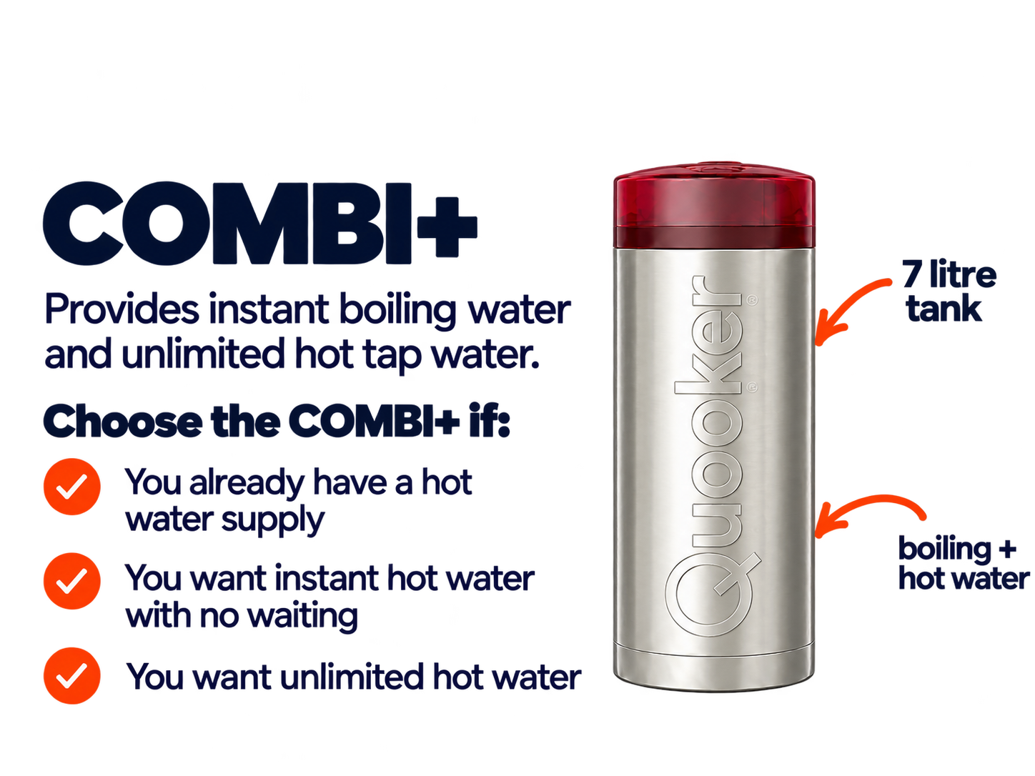Quooker COMBI+ 7 litre boiling and hot water tank